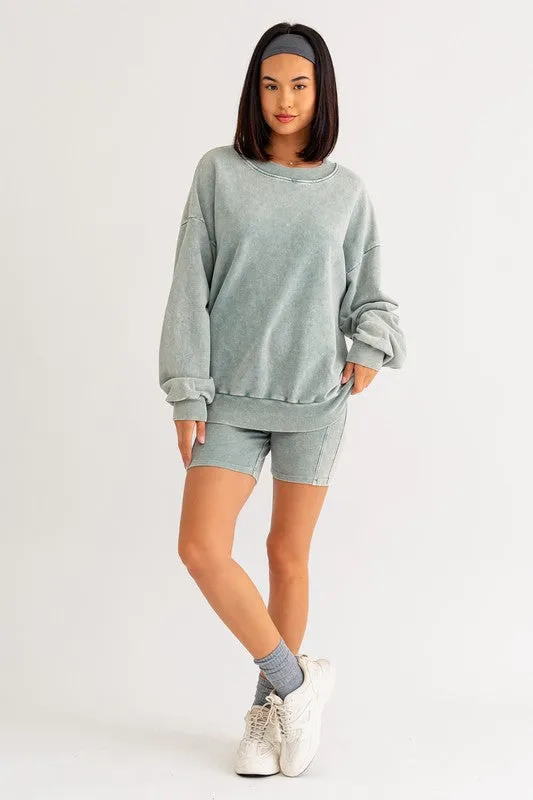 TEEK - Sage Washed Oversized Pullover Sweatshirt