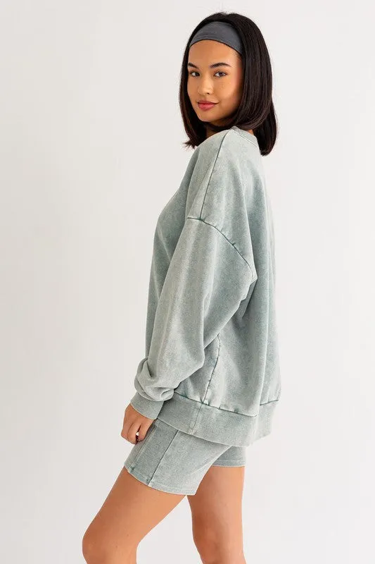 TEEK - Sage Washed Oversized Pullover Sweatshirt