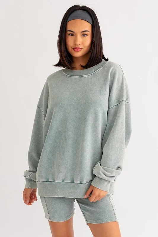 TEEK - Sage Washed Oversized Pullover Sweatshirt