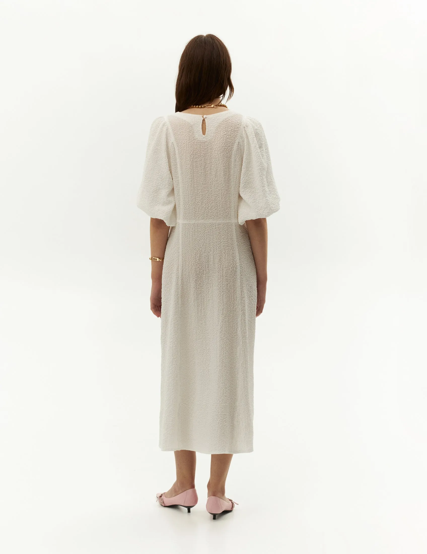 Textured Long Dress — White