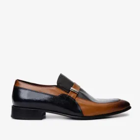 The Kazablanka Brown & Navy Leather Bit Loafer Men Shoe