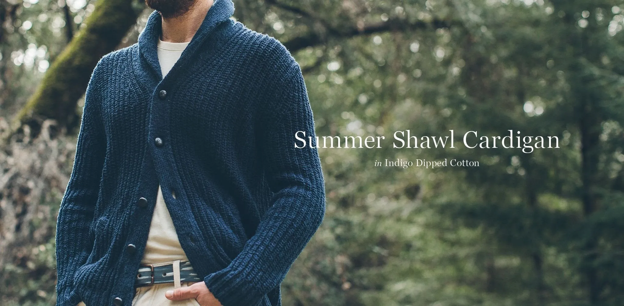 The Shawl Cardigan in Indigo Dipped Cotton