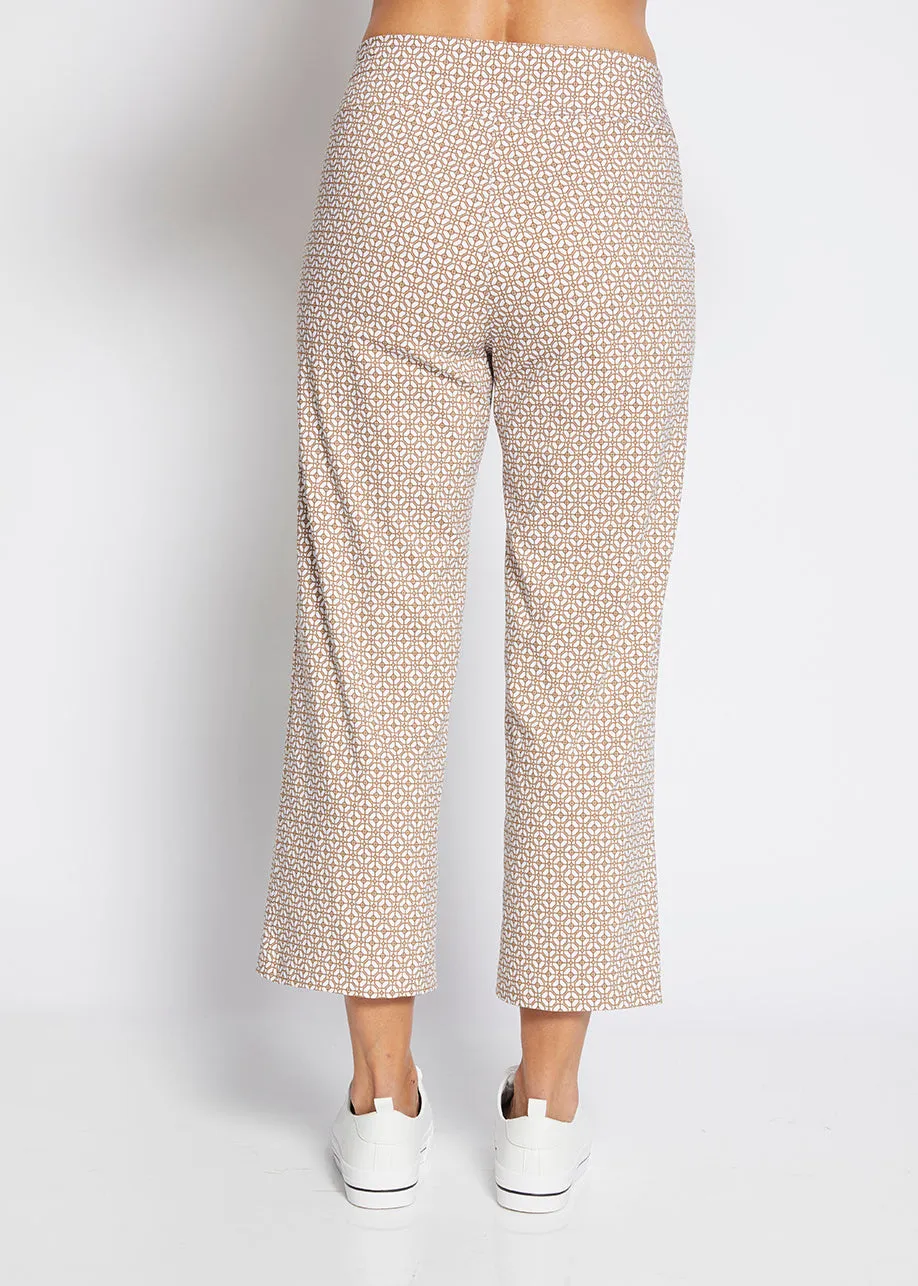 Ticket printed bengaline culottes in Praline Tile