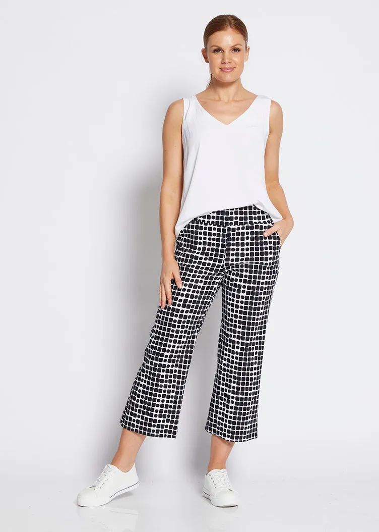 Ticket printed bengaline culottes in Stark Black print