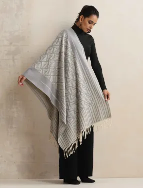 trueBrowns Grey Geometric Woollen Stole