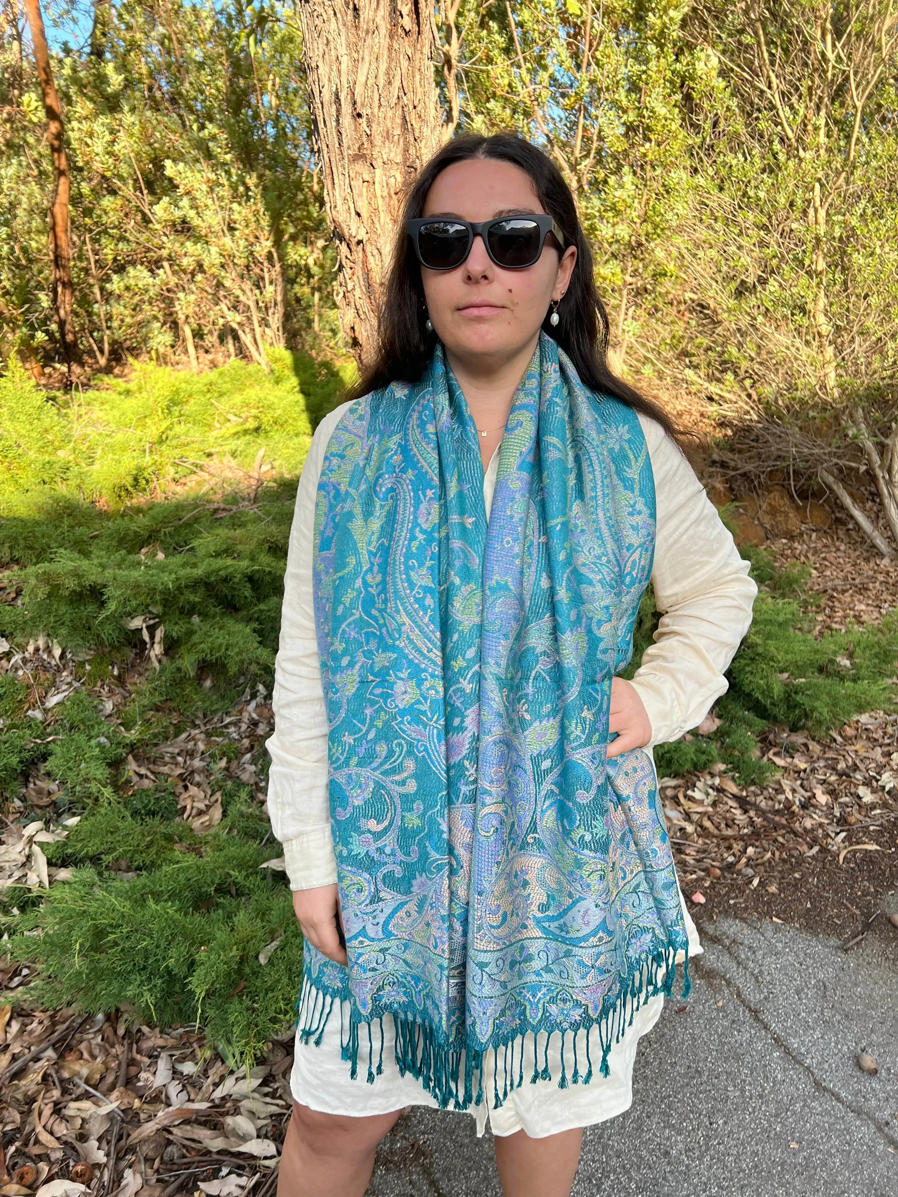 Turquoise Pashmina Shawl - Paisley