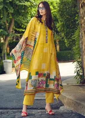 Unstitched Yellow Pashmina Winter Suit Dress Material for Women