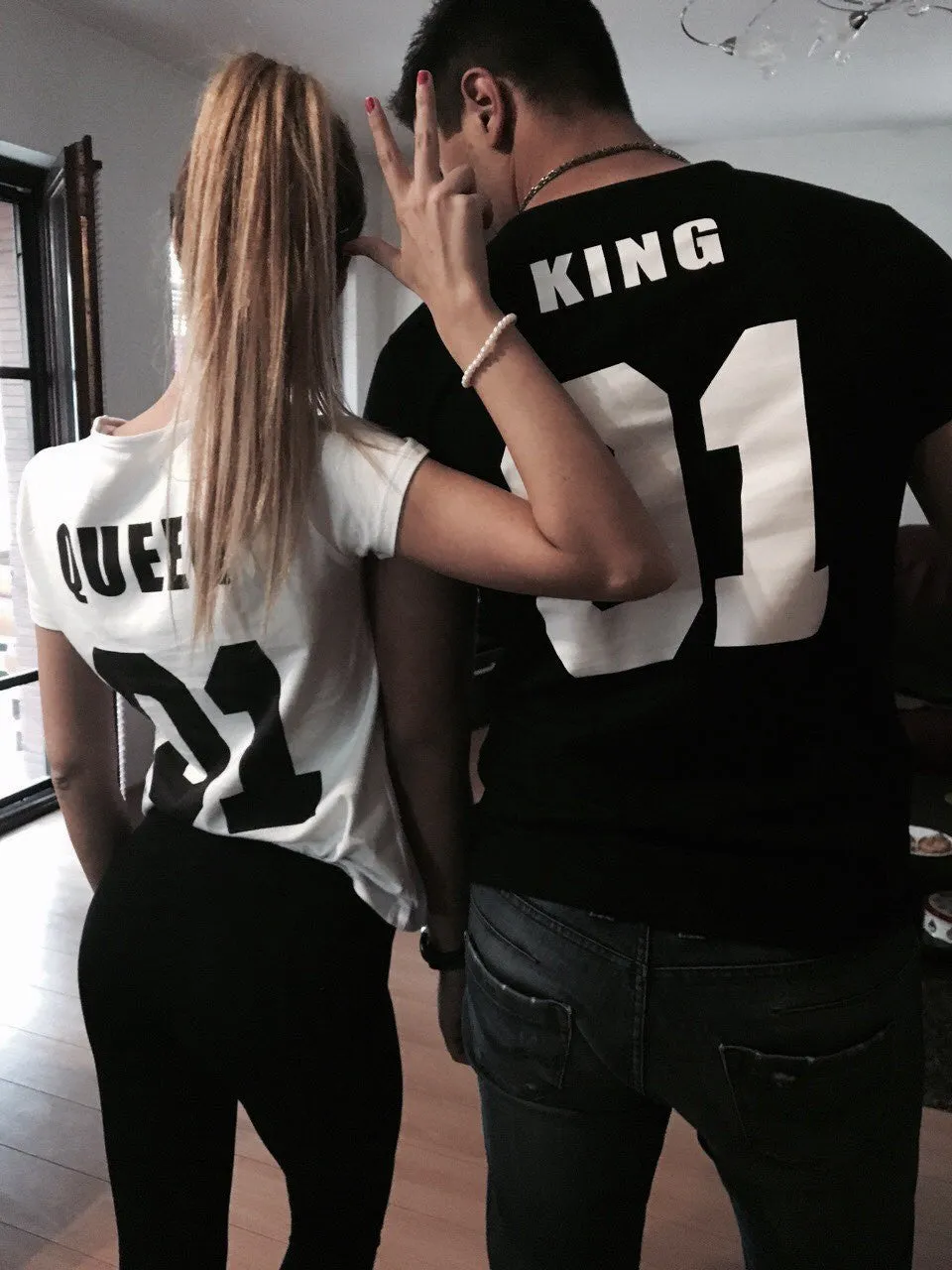 Valentine Shirts Woman Cotton King Queen 01 Funny Letter Print Couples Leisure T-shirt Man Tshirt Short Sleeve O neck T-shirt