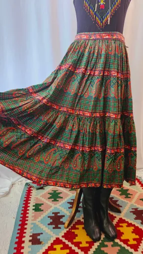 Vintage Green German Austrian Style Skirt Dirndl Size Small