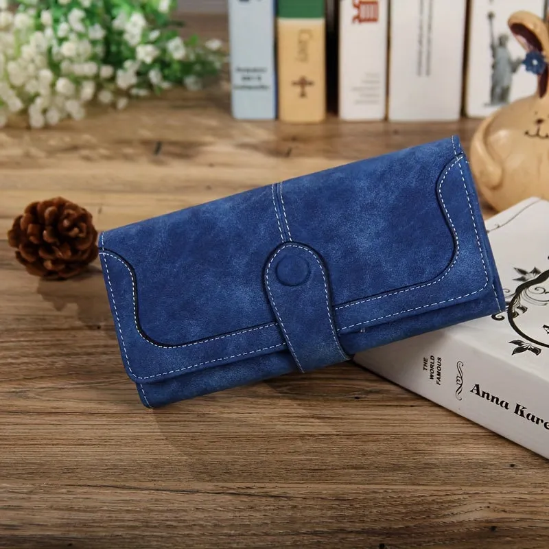 Vintage Leather Wallet for Women - Spacious & Secure with Refined Snap Closure, Plentiful Card Slots, Sturdy Zip Pocket - Stylish Long Bifold Handbag