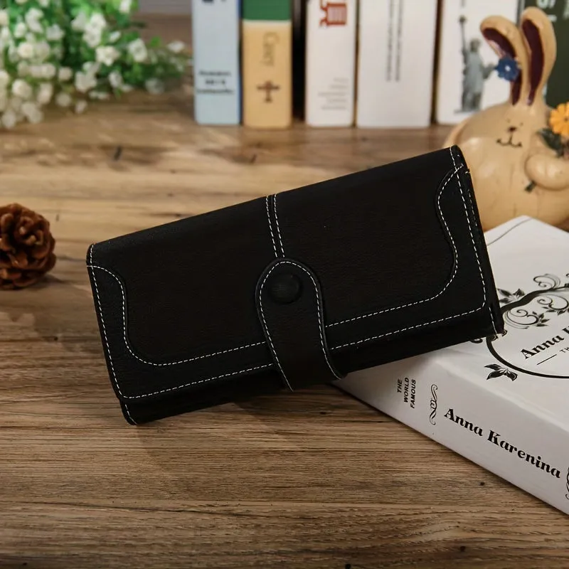 Vintage Leather Wallet for Women - Spacious & Secure with Refined Snap Closure, Plentiful Card Slots, Sturdy Zip Pocket - Stylish Long Bifold Handbag