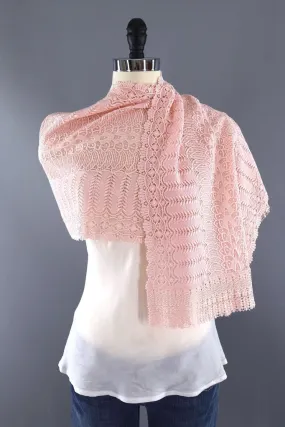 Vintage Pastel Pink Lace Kimono Shawl