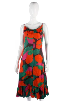 Vintage Susan Small silk floral dress. Orange . UK 10