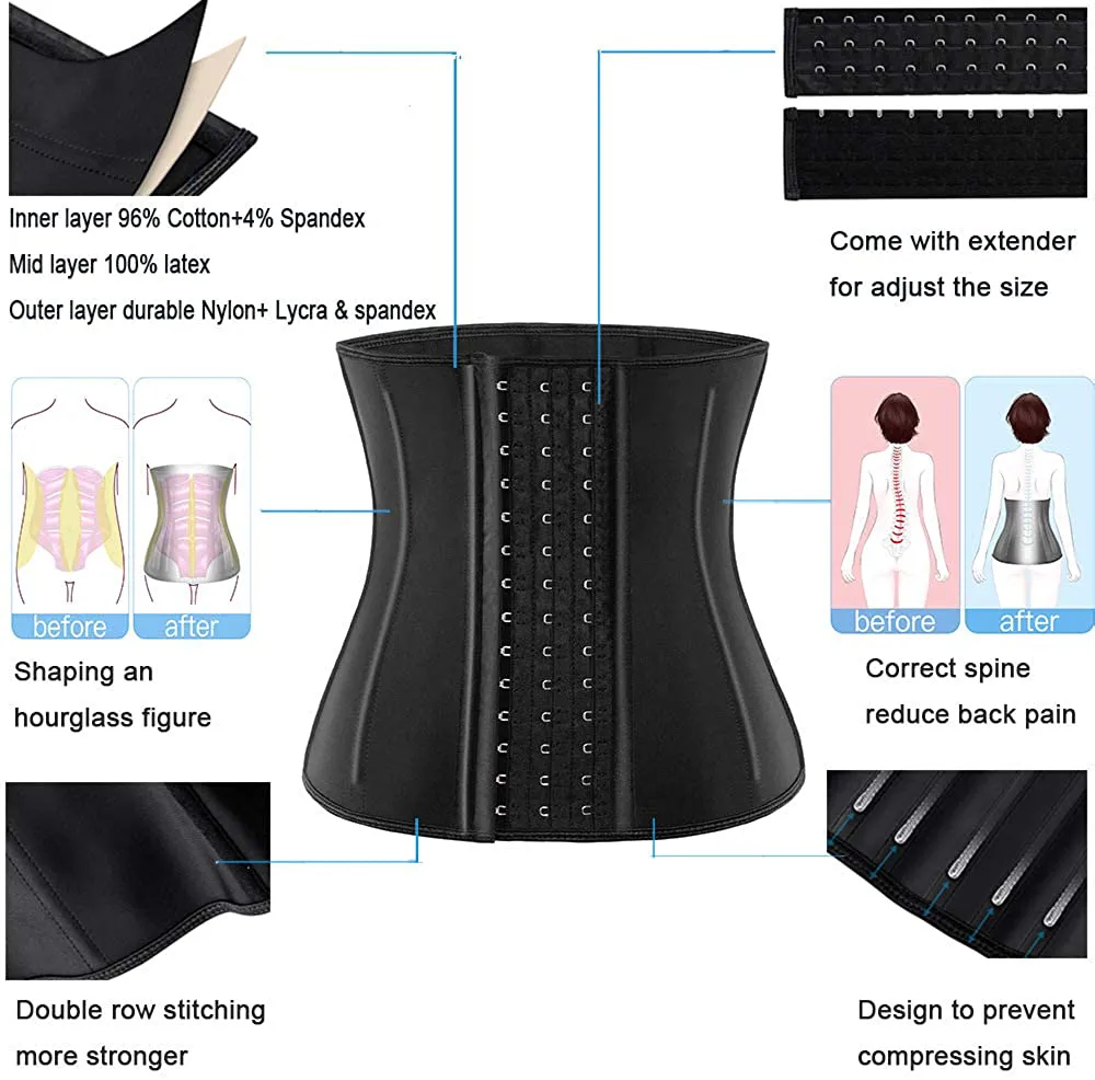 Waist Trainer for Women Corset Cincher Body Shaper Girdle Trimmer with Steel Bones Extender