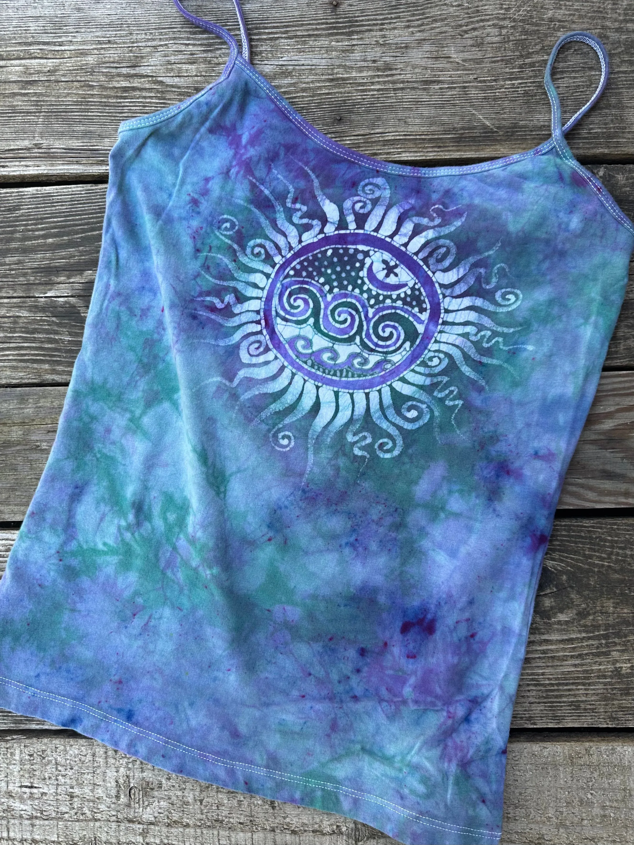 Waves and Sunshine Hand Painted Batik Tank Top