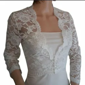 Wedding Bolero Lace Bridal Jackets With Pearl Buttons