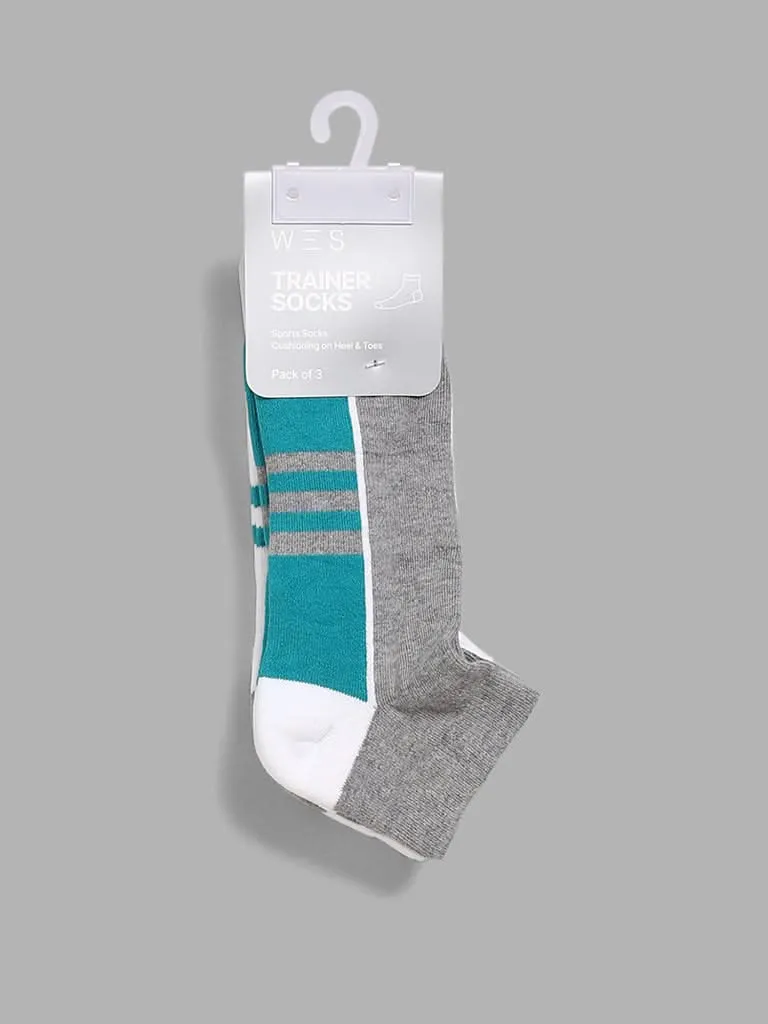 WES Lounge Color-Block Multicolor Cotton Blend Socks - Pack of 3