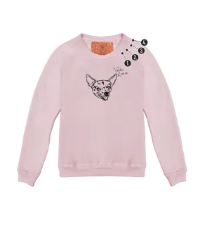 Women's Custom Pet Portrait Classic Crew Pullover with Mini Embroidery