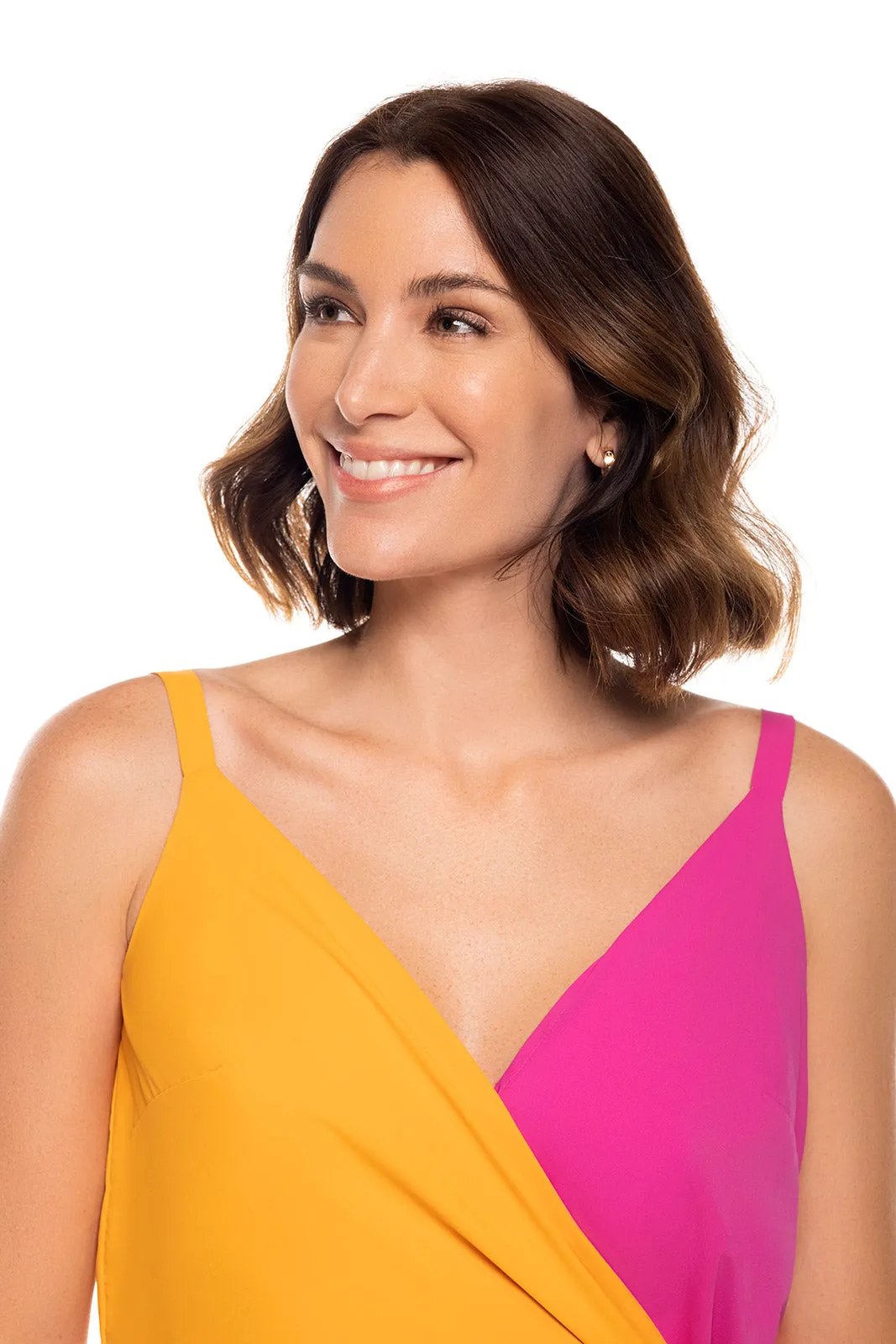 Women's Vizcaya Wrap Dress  |  Apricot Crush / Magnolia Pink Colorblock