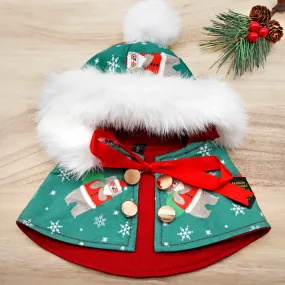 Xmas Hoodie Cape - Santa Bear with White Faux Fur Trimmings